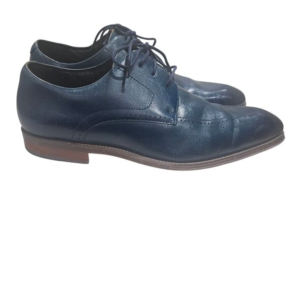 Stacy Adams Men's Blue Leather Dress Shoes Size 10.5 M Ballard Oxford Style - Picture 4 of 13